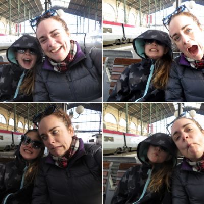 Selfies at a train station in Belgium
